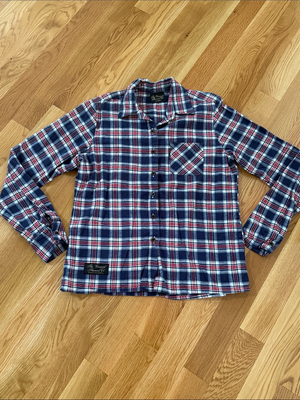 The Vermont Flannel Company | Button-Down Flannel Shirt in Navy, White & Red